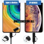 Wholesale 2in1 MAX 60W PD Speed Universal Charger Cable, USB-C / Type-C  with IP Lighting iPhone adapter Premium Braided (Black)